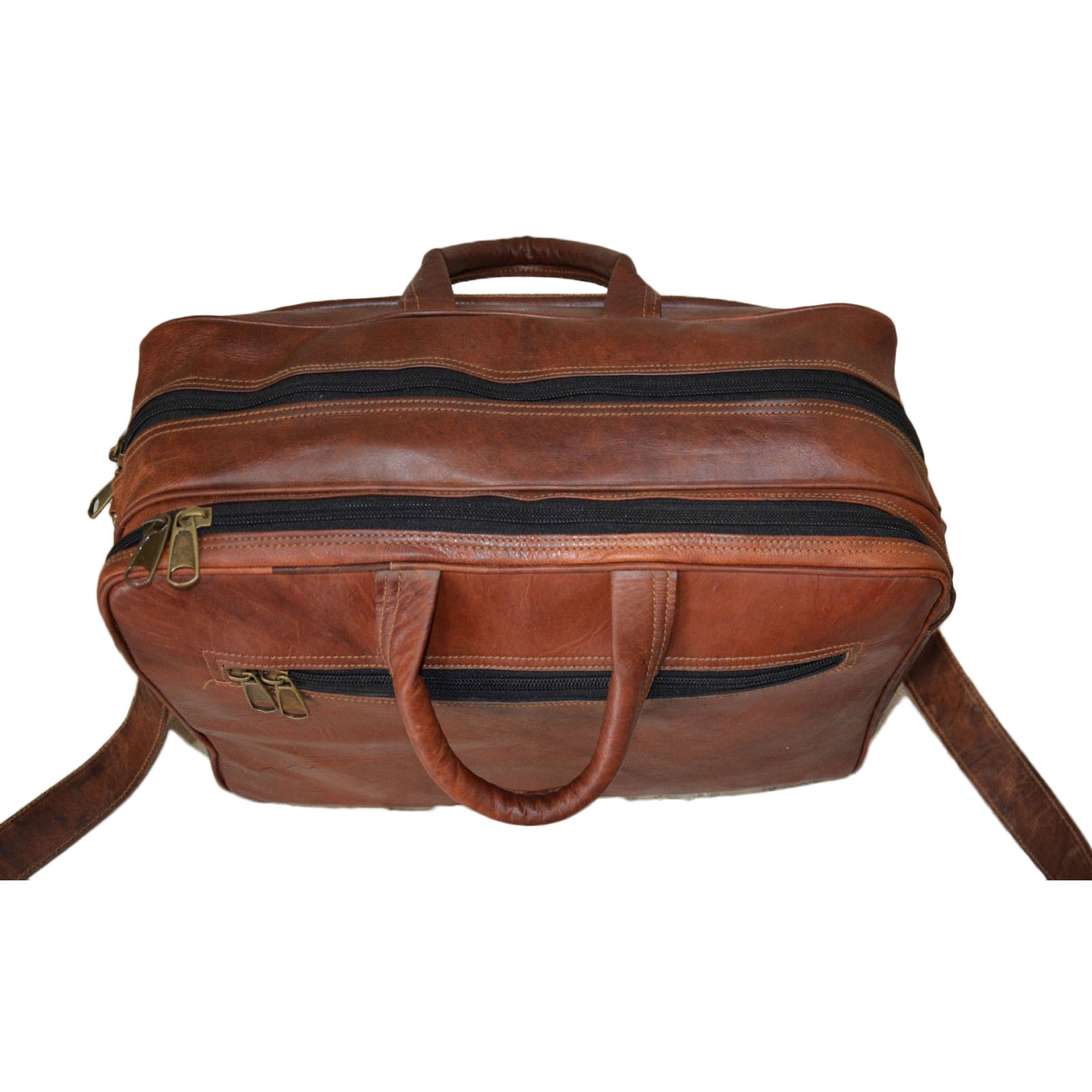 Vintage Genuine Leather Office Bag Laptop Shoulder Briefcase